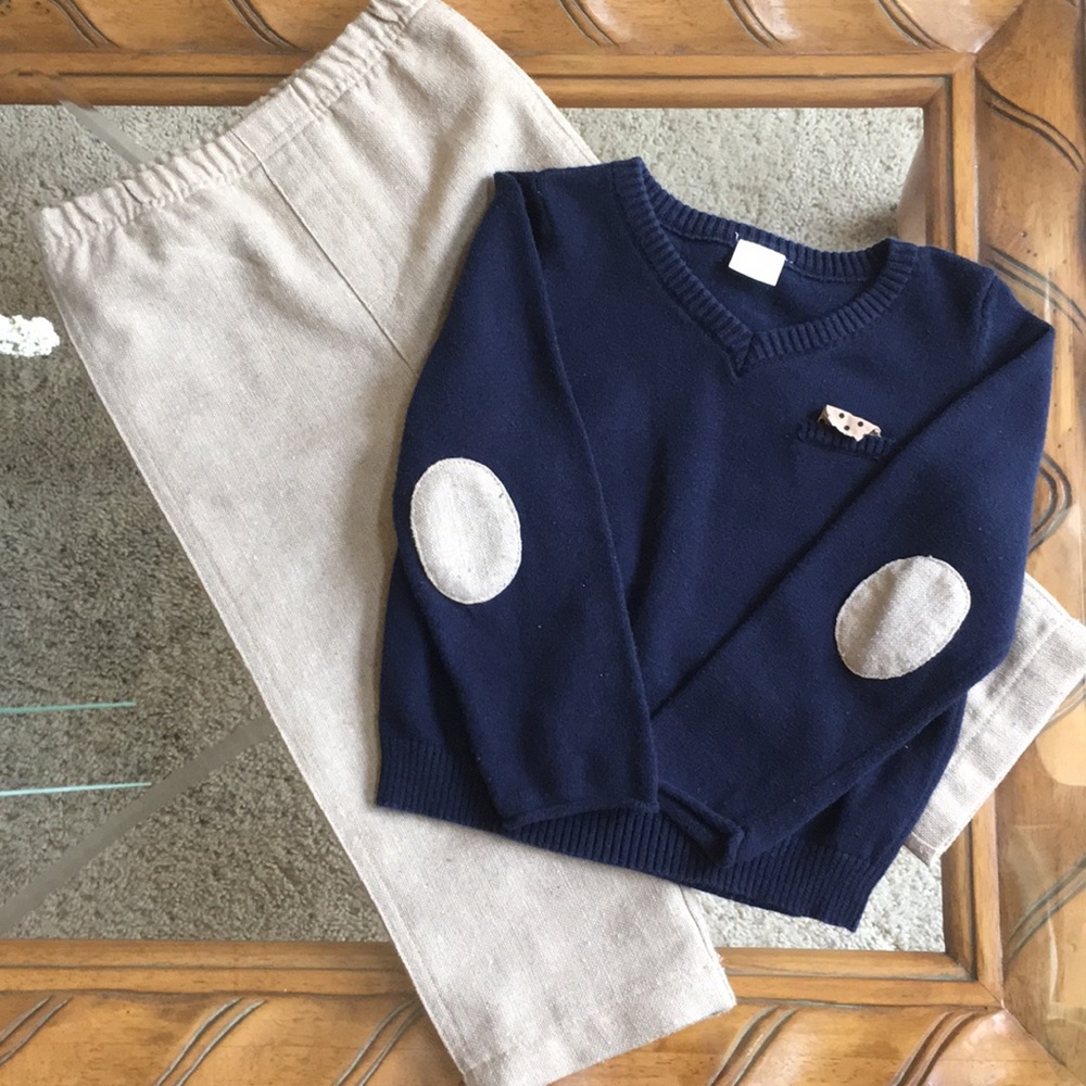 Boy’s 24M Navy & Tan Set